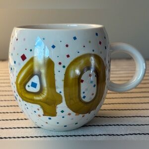 Hallmark White Mug with Gold '40' and Confetti Design